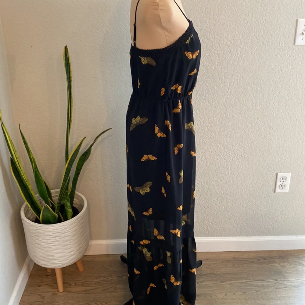 KENSIE Butterfly Black Maxi Dress Medium - Picture 4 of 7